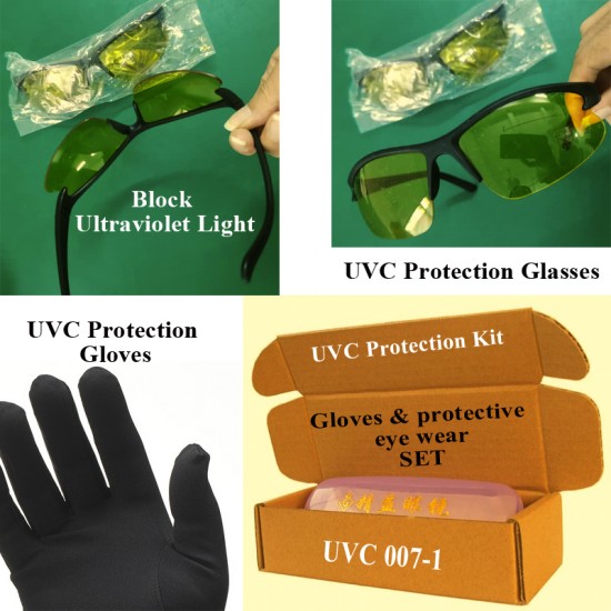 UV protective goggles & UV protection gloves.