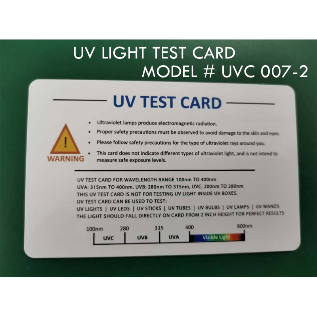 UVC 0072 UV Light Test Card 5 Pack UVC 0072 UV Light Test Card 5 Pack