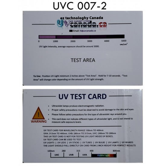 UVC 007-2 UV Light Test Card 